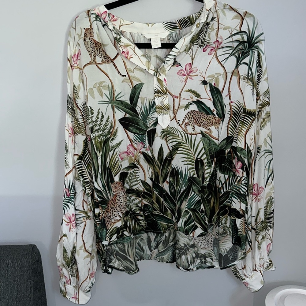 Band-collar Viscose blouse